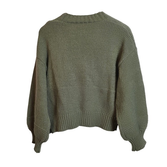 Davi & Dani Womens Olive Green Knit Cardigan with Crochet Flowers Small - Picture 6 of 10